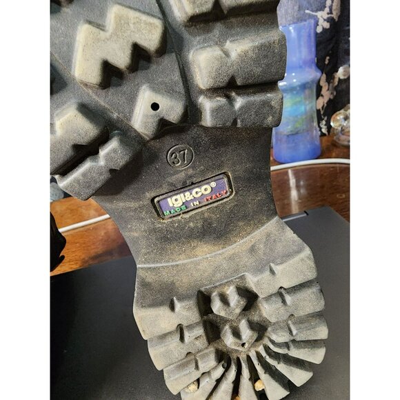 Igi&Co Black Slouchy Leather Boots Asymmetrical Zipper Italy Sz 37 / US 6.5 - Picture 8 of 10